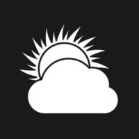 Cloudy day Icon. White weather icon on dark background. Vector illustration.