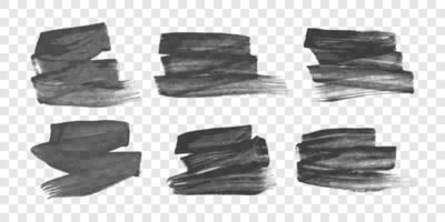 conjunto de seis negro mano dibujado tinta manchas tinta lugares aislado en antecedentes. vector ilustración