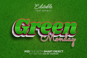 Text effect green monday editable style psd