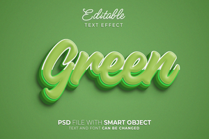 Green cartoon text style editable effect psd