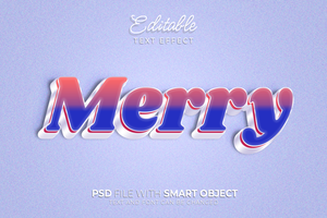 Colorful merry glass editable text effect psd