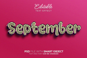 September emboss style editable text effect psd