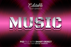 Luxury steel music text style editable effect psd