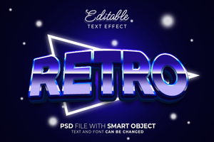 anni 80 retrò testo effetto modificabile. metallico effetto genere psd