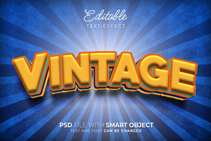 Vintage text effect editable style font psd