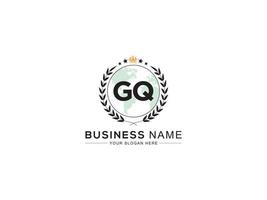 Minimal Gq Logo Icon, Premium GQ Flat Crown Star Circle Letter Logo vector
