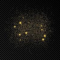 Golden glittering backdrop on a dark background. Background with gold glitter effect and empty space for your text. Vector illustration