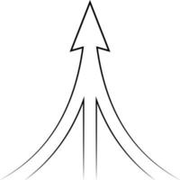 Path to goal is an arrow pointer with three roads vector