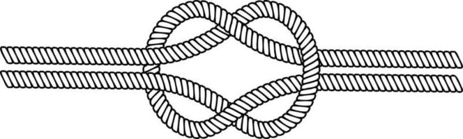 Double sea knot rope cable, double rope knot macrame vector