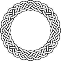 Braided knitted guilloche rosette frame, circular celtic scandinavian knotty pattern vector