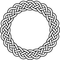 Braided knitted guilloche rosette frame, circular celtic scandinavian knotty pattern vector