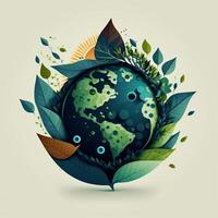 Earth Day Environment Day Nature Green Glossy background Images tree and water photo