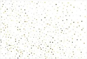 Random falling gold stars on white background. Glitter pattern for banner, greeting card, Christmas and New Year card, invitation, postcard, paper packaging vector