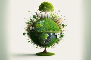 Save Earth Day Poster Environment Day Nature Green Glossy background Images tree and water photo