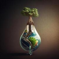 Save Earth Day Poster Environment Day Nature Green Glossy background Images tree and water photo
