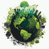 Save Earth Day Poster Environment Day Nature Green Glossy background Images tree and water photo