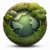 Save Earth Day Poster Environment Day Nature Green Glossy background Images tree and water photo