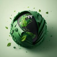 Save Earth Day Poster Environment Day Nature Green Glossy background Images tree and water photo