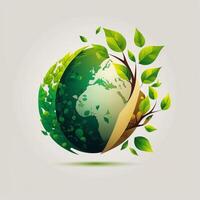 Save Earth Day Poster Environment Day Nature Green Glossy background Images tree and water photo