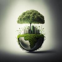 Save Earth Day Poster Environment Day Nature Green Glossy background Images tree and water photo