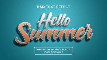 Hello summer text effect style. Editable text effect. psd