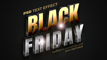 Black friday text effect metal style. Editable text effect. psd