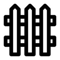 Isolated fence in outline icon on white background. Gardening, boundary, barrier, wooden vector