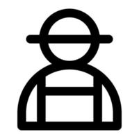 Isolated gardener in outline icon on white background. Farmer, avatar, user vector