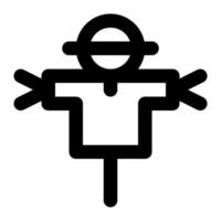 Isolated scarecrow in outline icon on white background. Farming, hay, straw, spring vector