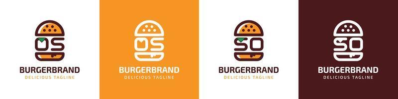 letra os y entonces hamburguesa logo, adecuado para ninguna negocio relacionado a hamburguesa con os o entonces iniciales. vector