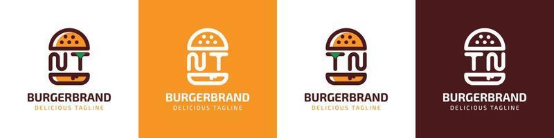 Letter NT and TN Burger Logo, suitable for any business related to burger with NT or TN initials. vector