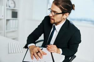 businessman documents in hand communication by phone Lifestyle photo