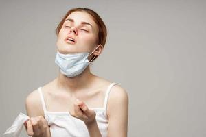 woman flu infection virus health problems isolated background photo