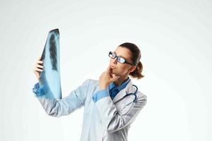 female doctor in white coat medicine x-ray examination photo