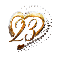 3D ILLUSTRATION,TEXT EFFECT GOLD AND SILVER 23 YEAR ANNIVERSARY DATE png