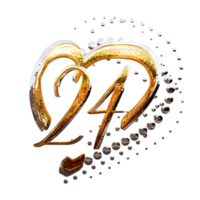 3D ILLUSTRATION,TEXT EFFECT GOLD AND SILVER 24 YEAR ANNIVERSARY DATE png