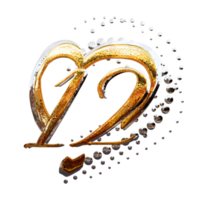 3d illustration, texte effet or et argent 12 année anniversaire Date png