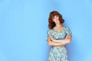 Woman portrait dress with flowers summer photo