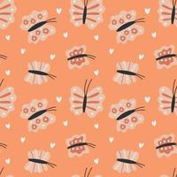 Seamless pattern groovy boho butterfly vector