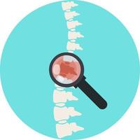 problemas con columna vertebral. postura asuntos. enfermo rojo lugar. grieta en blanco hueso. aumentador vaso. logo en círculo. vertebral columna. radiografía de interno órganos médico cuidado. fractura de intervertebral discos vector