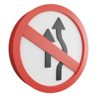 3D render no overtaking sign icon isolated on transparent background, red mandatory sign png