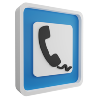 3d geven openbaar telefoon teken icoon geïsoleerd Aan transparant achtergrond, blauw informatief teken png