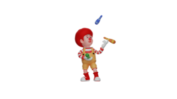 3d illustratie. vrolijk clown 3d tekenfilm karakter. de clown jongen is spelen zijn spel. gelukkig glimlachen clown jongen onderhoudend Bij verjaardag feest. 3d tekenfilm karakter png