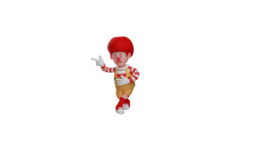 3D illustration. Best Clown 3D cartoon character. The clown ends his performance. Clown in a pose bowing and saluting the audience. 3D cartoon character png