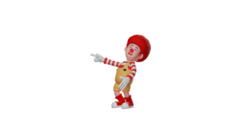 3D illustration. Happy clown 3D cartoon character. The clown laughed out loud while pointing at someone. The clown looks very happy to be able to entertain many people. 3D cartoon character png