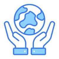 globe on human hands depicting concept of save the world, world earth day icon vector