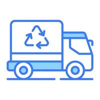 An amazing vector design of recycling truck in trendy style, garbage truck symbol icon, easy to use in web, mobile apps and all presentation projects