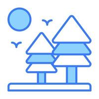 An amazing vector design of conifer tree in trendy style, landscape of trees, forest vector