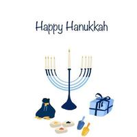 Happy Hanukkah greeting card blue colours vector