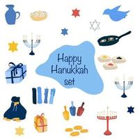 Big hand drawn Hanukkah set vector